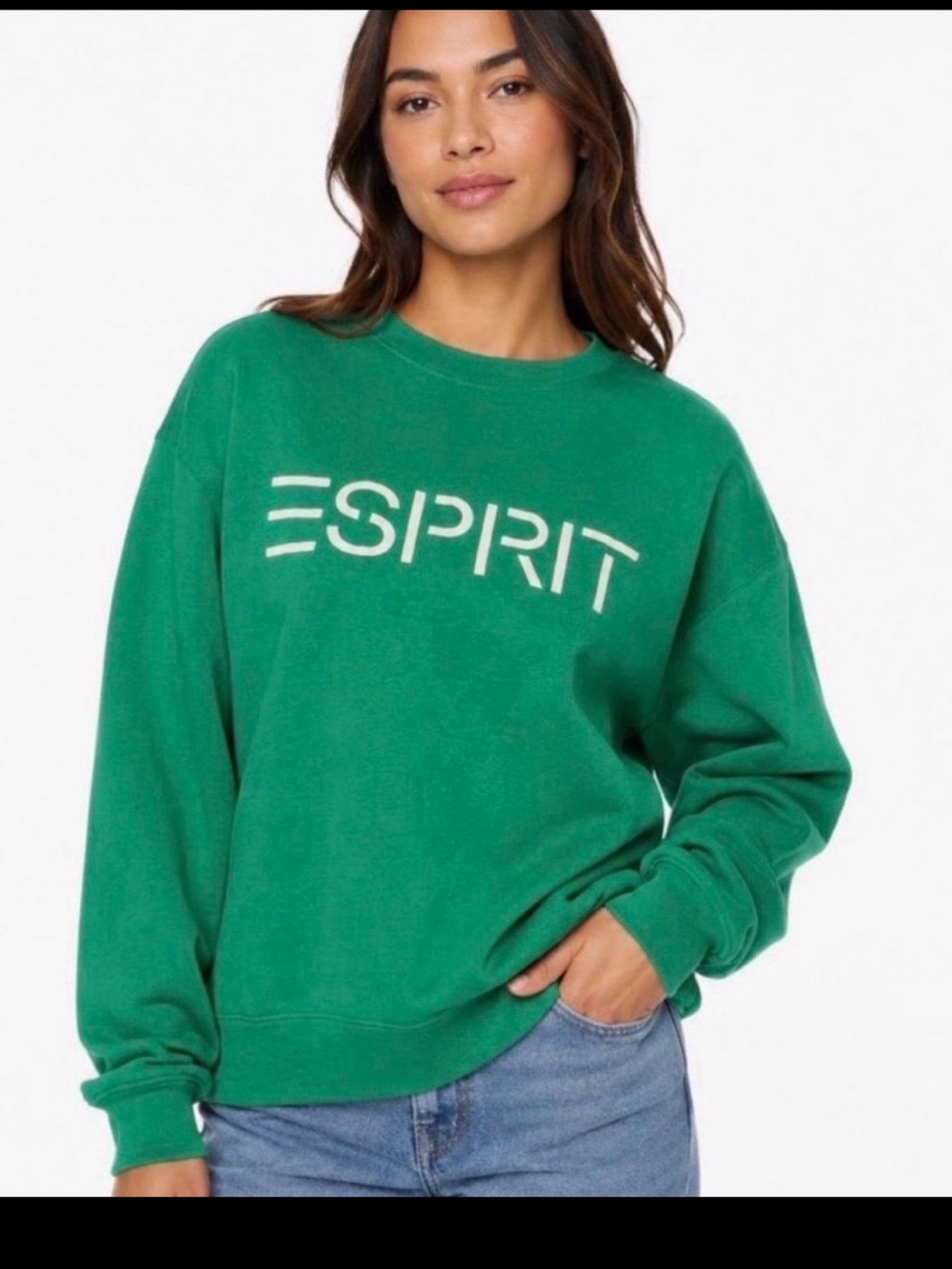 ESPRIT Logo Fleece Viral 80's Crewneck green size XL NEW